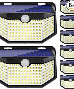 HMCITY Solar Outdoor Lights IP65 Waterproof with Motion Sensor 8 Pack
