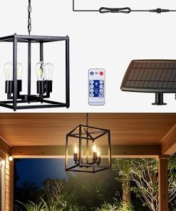 Solar Outdoor Chandelier 14 Inch Waterproof Dimmable Pendant Light