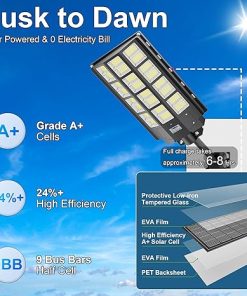 8000W Solar Street Light Outdoor Waterproof Dusk to Dawn Motion Sensor  
240000LM Solar Powered Parking Lot Light for Outdoor Use  
LED Flood Light Wide Angle Lamp for Patio and Parking Lot 2