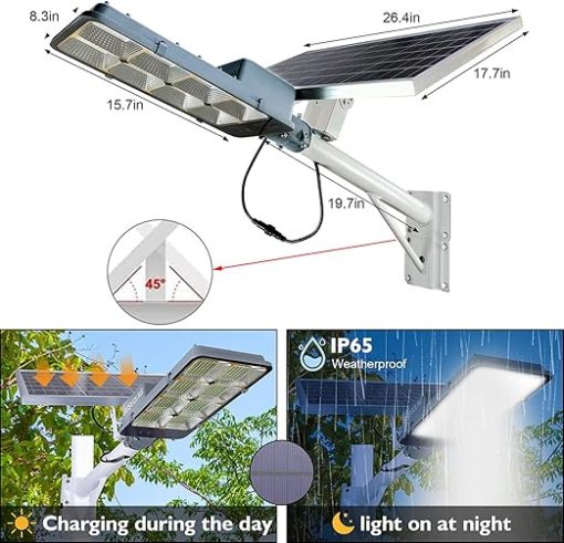 6500K Solar Street Flood Lights Outdoor Motion Sensor Security Light - Image 2