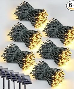 600 LED Solar String Lights Green Wire for Outdoor Decor