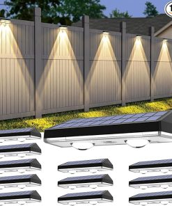 Solar Fence Lights 12 Pack Waterproof Outdoor LED Dusk to Dawn