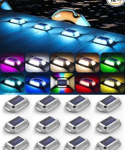 12 Pack Solar Driveway Lights Waterproof Multi-Color LED Markers