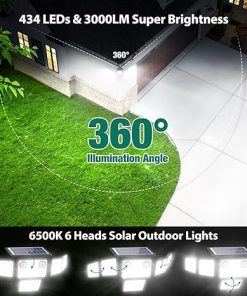 3000LM Solar Flood Lights with Motion Sensor for Outdoor Security 2