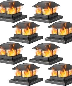 Solar Flame Post Cap Lights for 4×4 5×5 6×6 Wooden Vinyl Posts