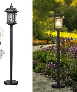 Emliviar Solar Floor Lamp with Remote Control Waterproof LED Lighting