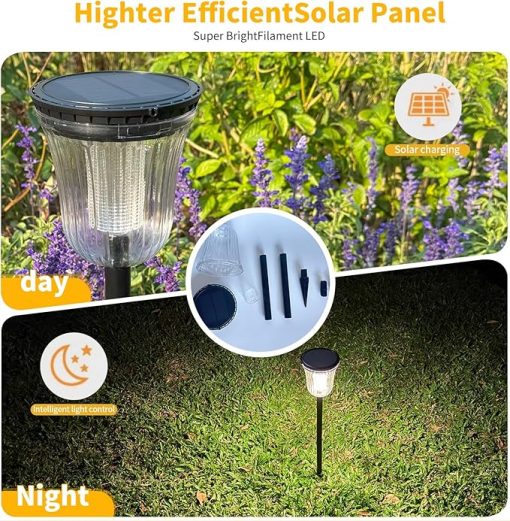 Solar Pathway Lights 4 Pack High Lumen Cool Warm Waterproof Outdoor - Image 2