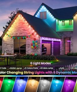 100FT RGB Solar Outdoor String Lights with Remote Waterproof 30 LED 2