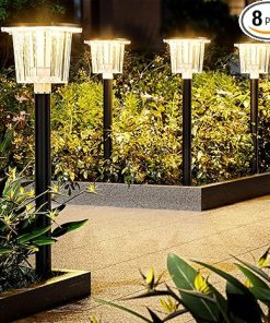 High Power 2 in 1 Warm Cold Solar Pathway Lights 8 Pack Waterproof