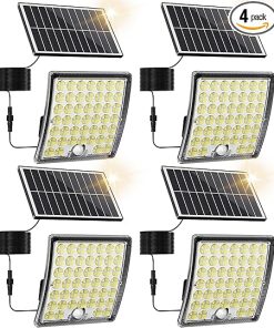 Jackyled Solar Outdoor Lights with Motion Sensor 50% Brighter 4-Pack