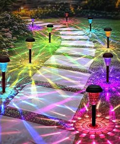 Color Changing Solar Pathway Lights Outdoor Waterproof Garden Decor