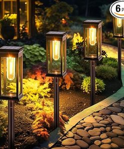 Solar Pathway Lights Outdoor 6 Pack Waterproof IP65 for Gardens
