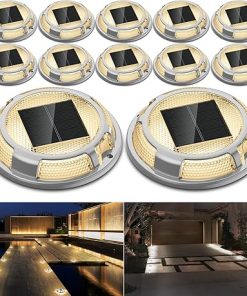 Waterproof Solar Deck Lights 12 Pack Outdoor LED Pathway Markers