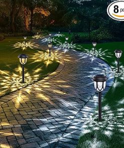 Bright Solar Pathway Lights 8 Pack Color Changing Waterproof Garden