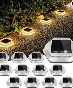 12 Pack Solar Deck Lights Waterproof LED Auto ON OFF for Outdoors