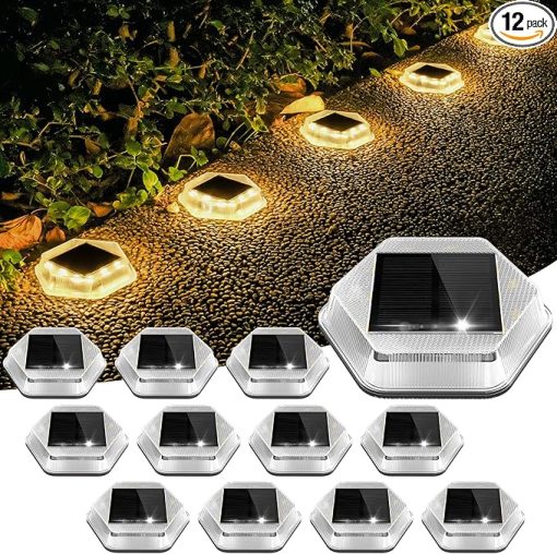 12 Pack Solar Deck Lights Waterproof LED Auto ON OFF for Outdoors