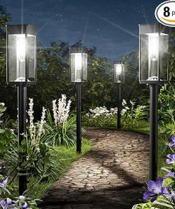 8 Pack Solar Pathway Lights IP65 Waterproof for Outdoor Garden Use