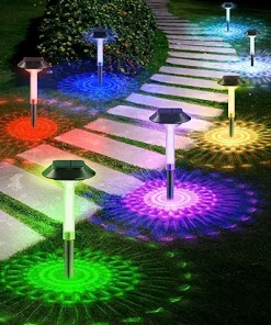 Color Changing Solar Pathway Lights 8 Pack IP68 Waterproof Outdoor 2
