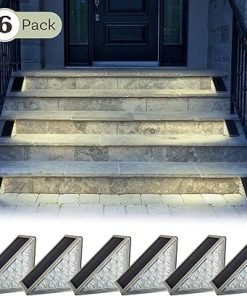 Pure Garden Solar Step Lights 6-Pack LED Waterproof Outdoor Lighting 2