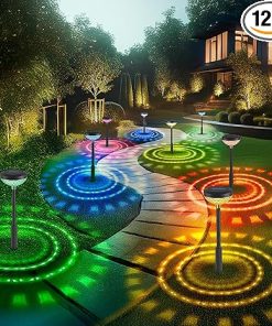 12 Pack Solar Pathway Lights RGB Warm White for Yard Garden Decor