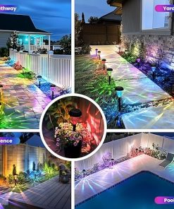 Color Changing Solar Pathway Lights Outdoor Waterproof Garden Decor 2