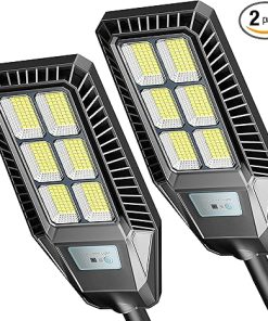 LED Solar Street Light 25000LM 300W Motion Sensor Waterproof 2 Pack