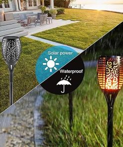 Waterproof Solar Flickering Flame Torches for Garden Patio Lighting 2