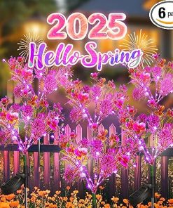 Purple Phalaenopsis Solar Garden Lights 6PK Waterproof Outdoor Decor