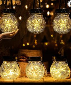 Cooo 6 Pack Solar Lantern with 30 LED Firefly Lights for Outdoors