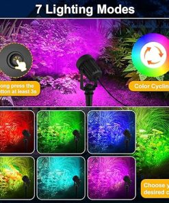 Solar Spot Lights Outdoor RGB Color Changing Waterproof 6-in-1 2