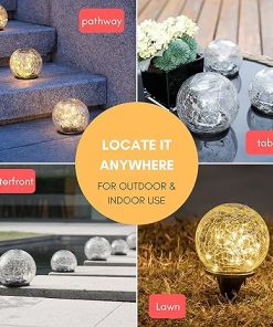 Solar Globe Lights 2 Pack 3.9 Inch Cracked Glass Modern Design 2