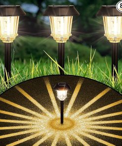 Solar Pathway Lights Outdoor 8 Pack Metal Bright LED Garden Lights 2