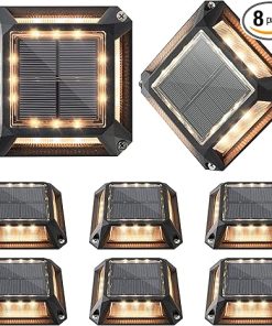 Solar Deck Lights 8-Pack IP68 Waterproof LED Outdoor Garden Lighting