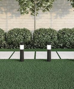 Pure Garden Solar Path Bollard Lights Set of 6 Stainless Steel Outdoor