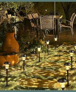 GIGALUMI 8 Pack Solar Pathway Lights Waterproof Outdoor Garden Lights 2